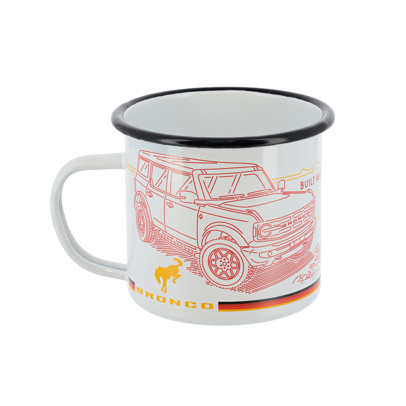 Ford Bronco Built Wild Mountains Enamel Mug - Front View